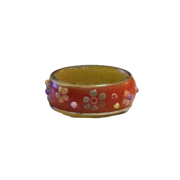 Vintage Acrylic Ring with Flowers L12 - Picture 3 of 3